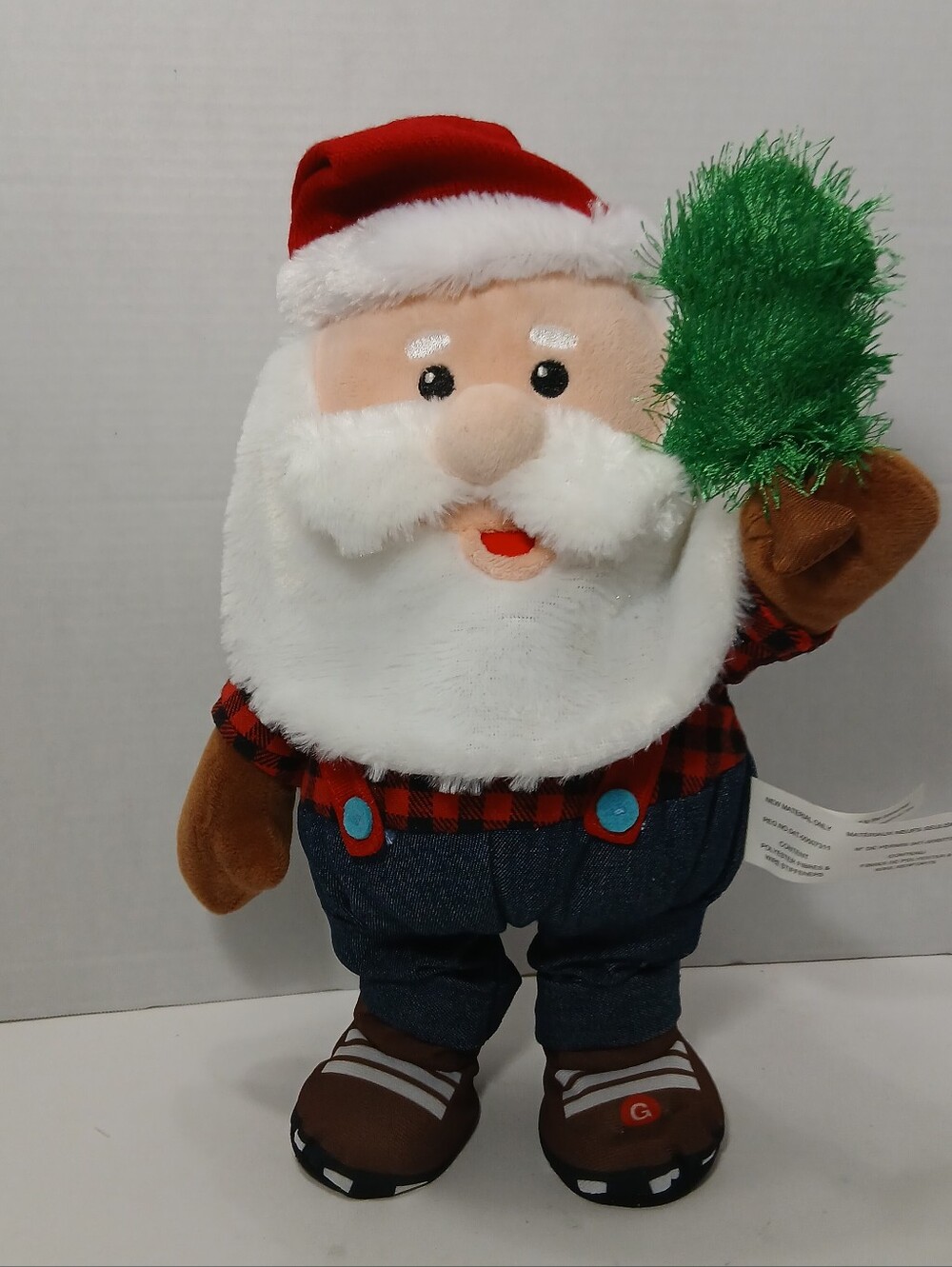 Gemmy Singing Santa Plush Decoration Sings Chopping Down Christmas Tree